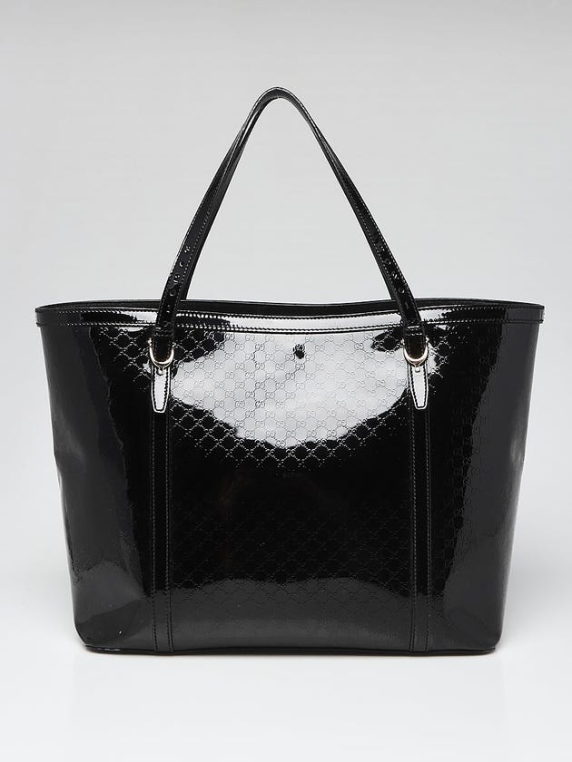 Gucci Black Microguccissima Patent Leather Nice Tote Bag