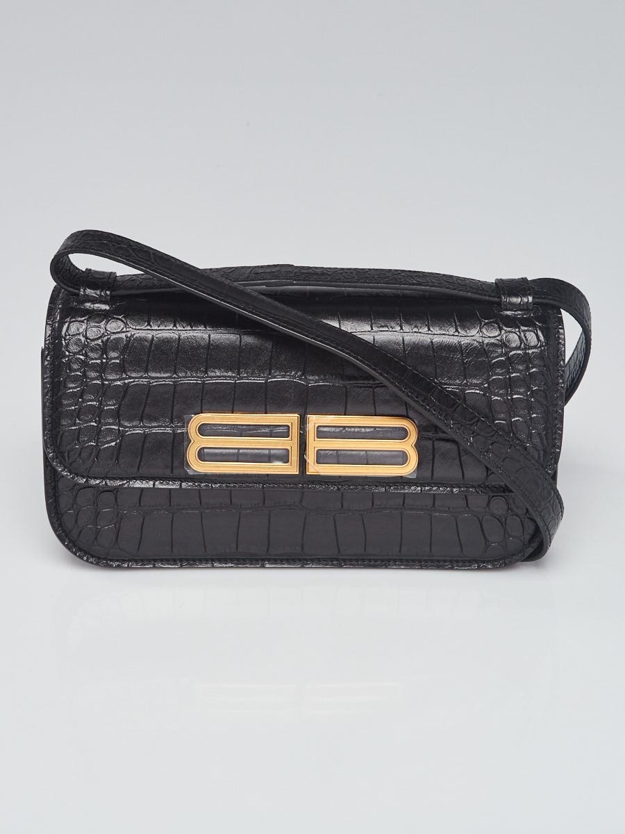 Balenciaga Black Calfskin Leather Gossip XS Chain Crossbody
