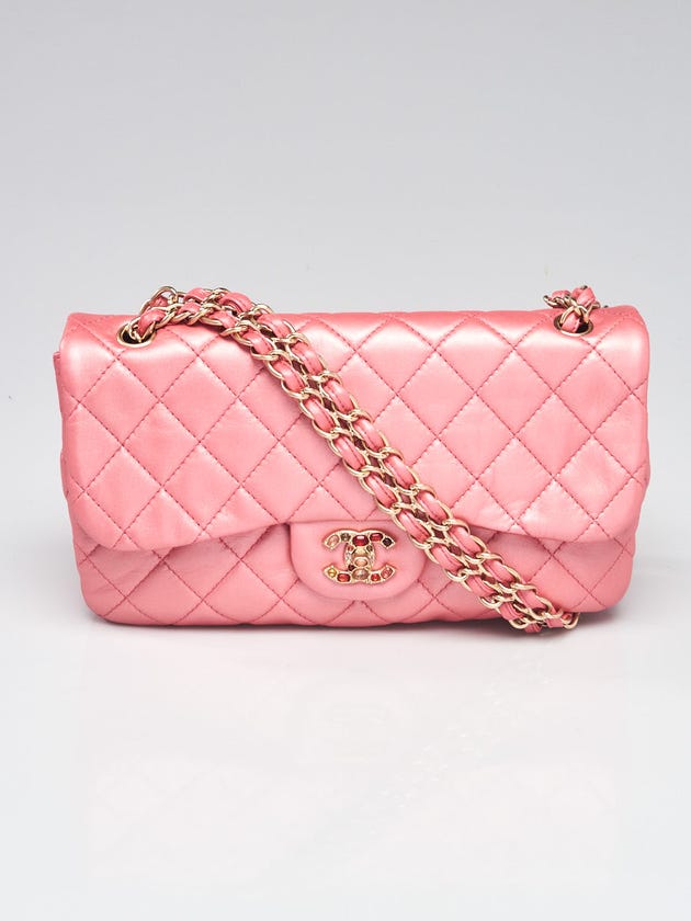 Chanel Pink Quilted Leather Precious Jewel Medium Flap Bag