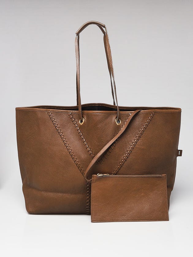 Yves Saint Laurent Brown Calfskin Leather Reversible Neo Double Tote Bag
