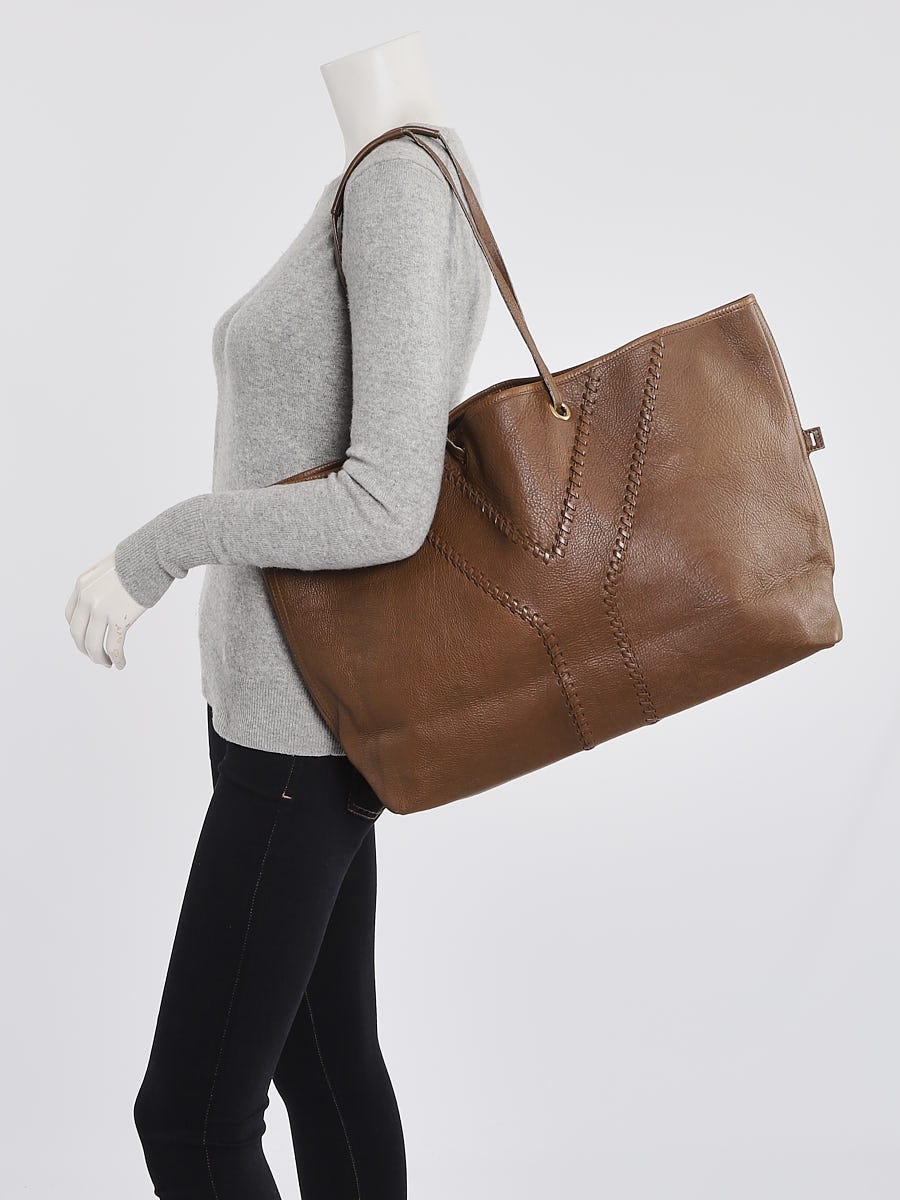 Yves Saint Laurent Brown Calfskin Leather Reversible Neo Double