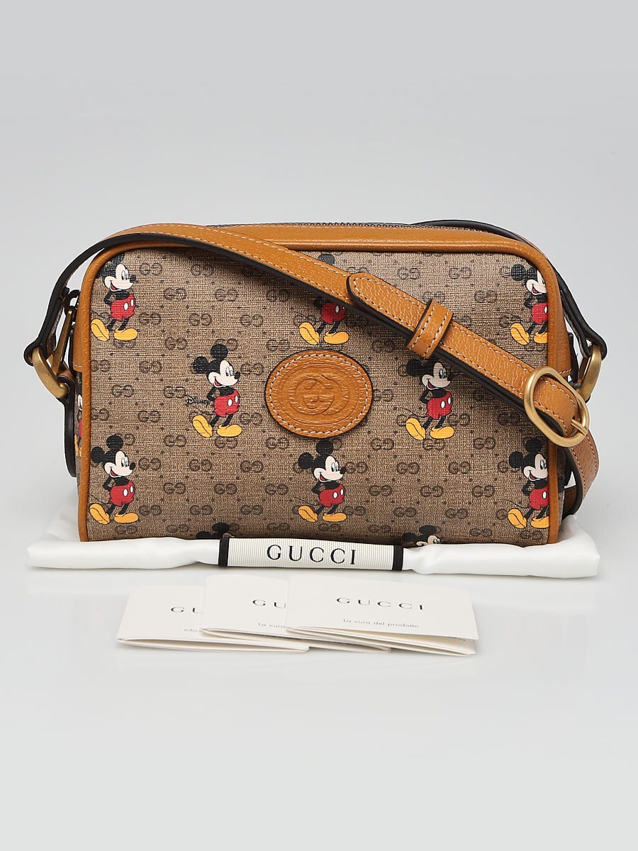 Gucci x Disney Brown GG Supreme Canvas and Leather Mickey Mouse Backpa