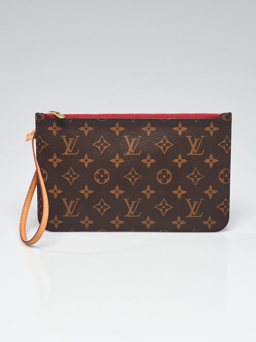 Louis Vuitton Rouge Monogram Canvas Neverfull Pochette Zippered Clutch Bag  - Yoogi's Closet