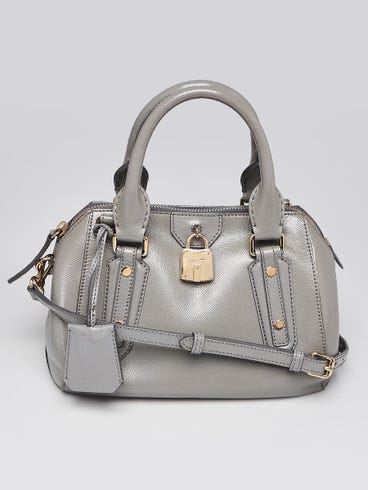 Burberry Light Grey Patent Leather Small Blaze Bowler Bag