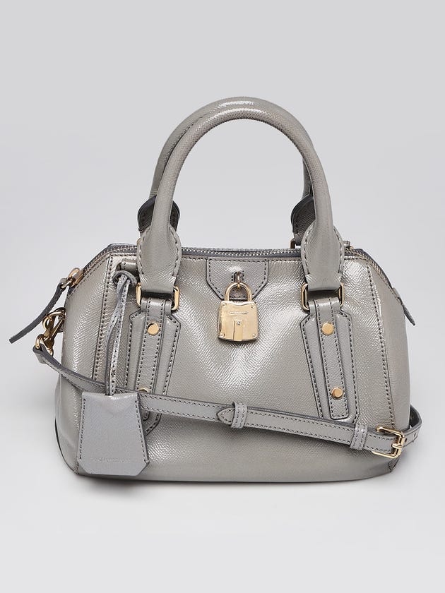 Burberry Light Grey Patent Leather Small Blaze Bowler Bag