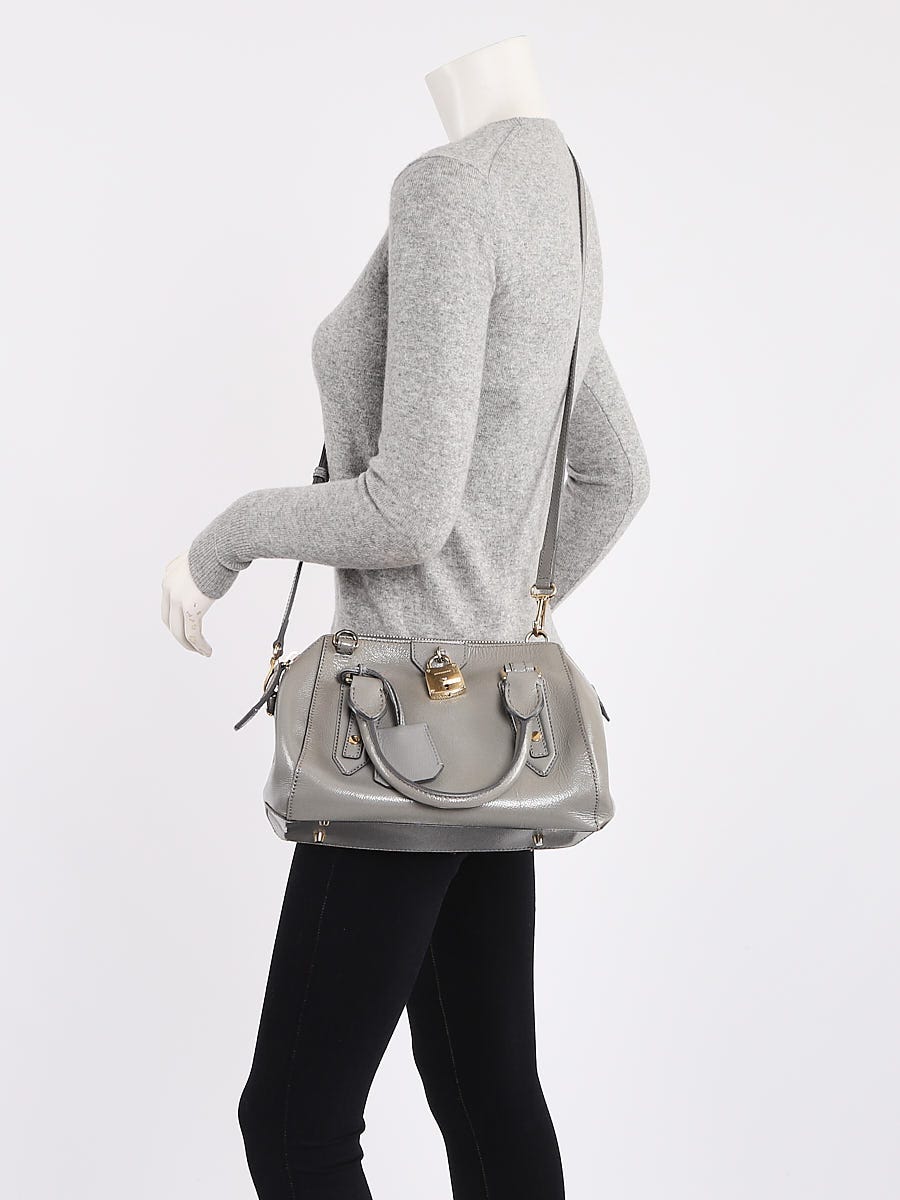 Burberry Light Grey Patent Leather Small Blaze Bowler Bag | eBay