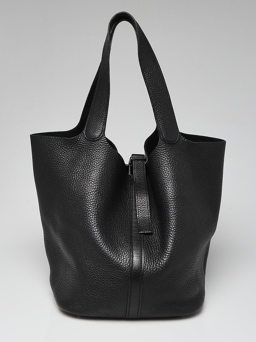 Hermes 28cm Black Togo Leather Picotin Bag