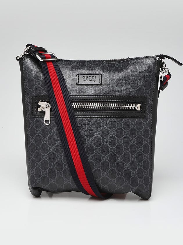 Gucci Black GG Supreme Coated Canvas Flat Messenger Bag