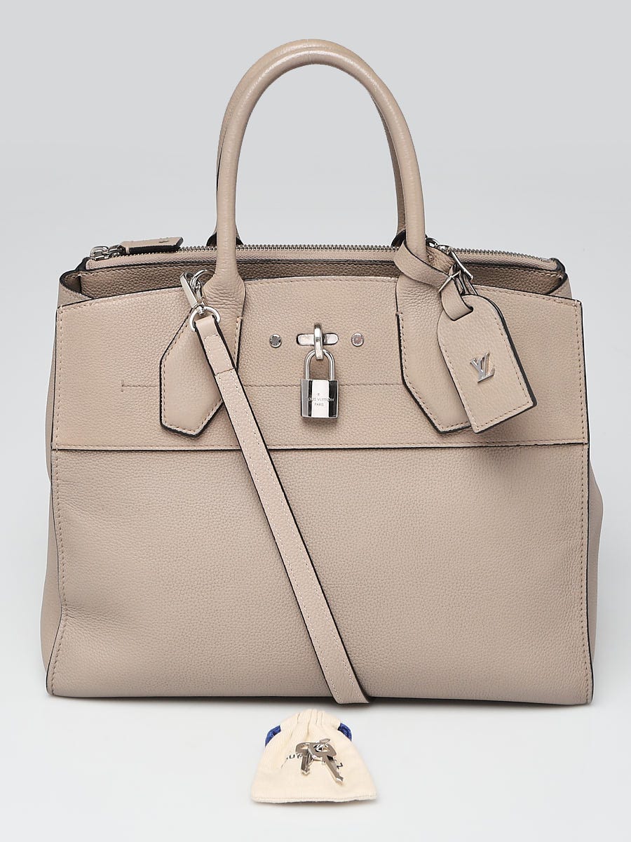LOUIS VUITTON Galet, Beige and Tan Grained Calfskin Leather City Steamer MM  at 1stDibs