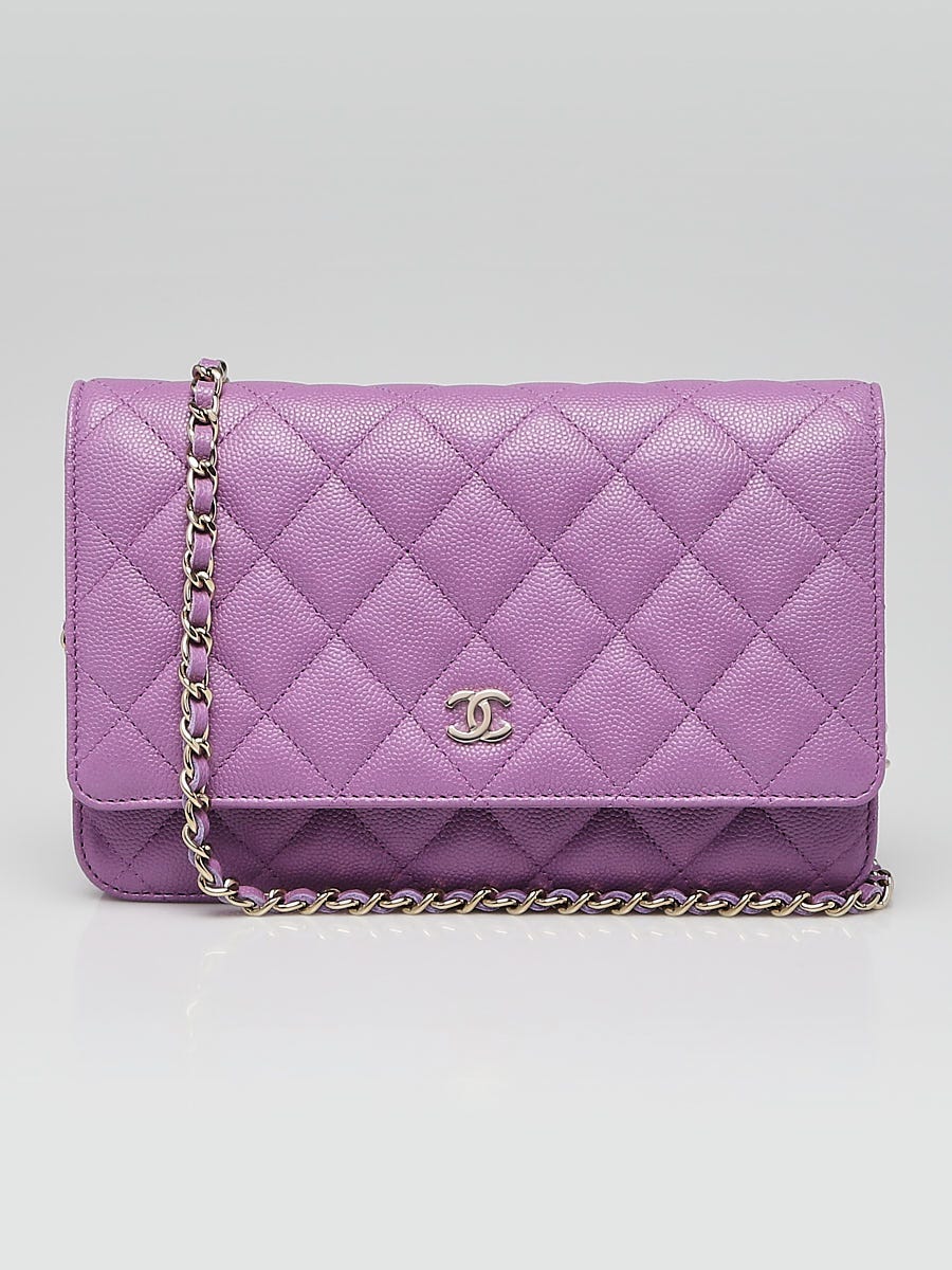 Chanel Purple Quilted Caviar Leather Classic WOC Clutch Bag - Yoogi's Closet