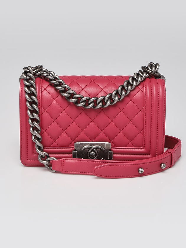 Chanel Pink Quilted Lambskin Leather Small Boy Bag