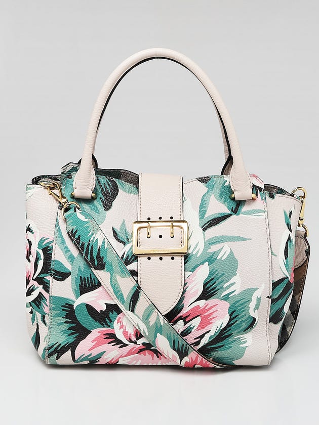 Burberry Multicolor Floral Print Leather Medium Buckle Tote Bag