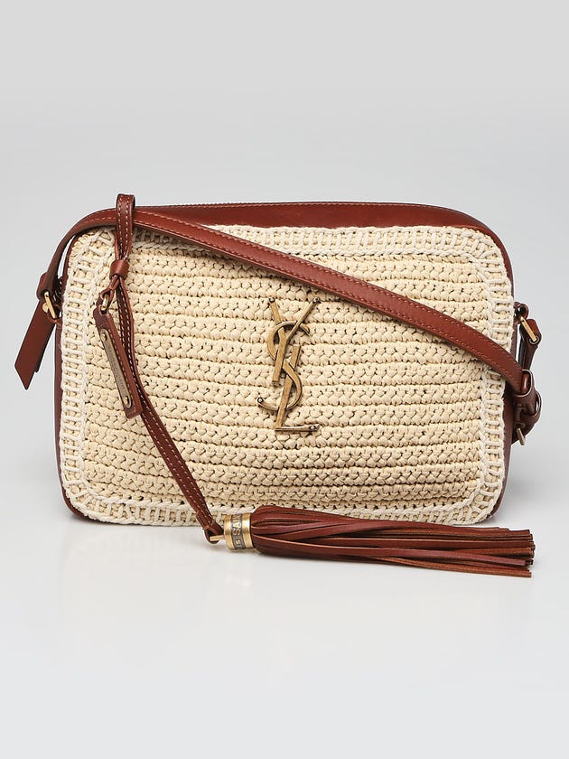 Yves Saint Laurent Beige/Brown Raffia Lou Camera Bag