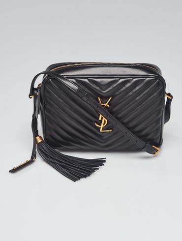 Yves Saint Laurent Black Chevron Quilted Leather Lou Camera Bag