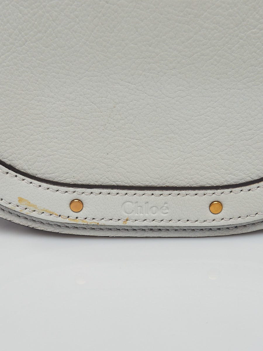 Chloe White Leather and Suede Small Nile Bracelet Bag - Yoogi's Closet