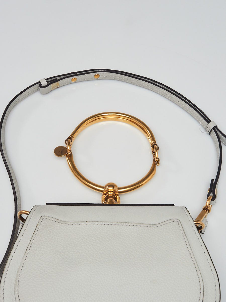 Chloe White Leather and Suede Small Nile Bracelet Bag - Yoogi's Closet