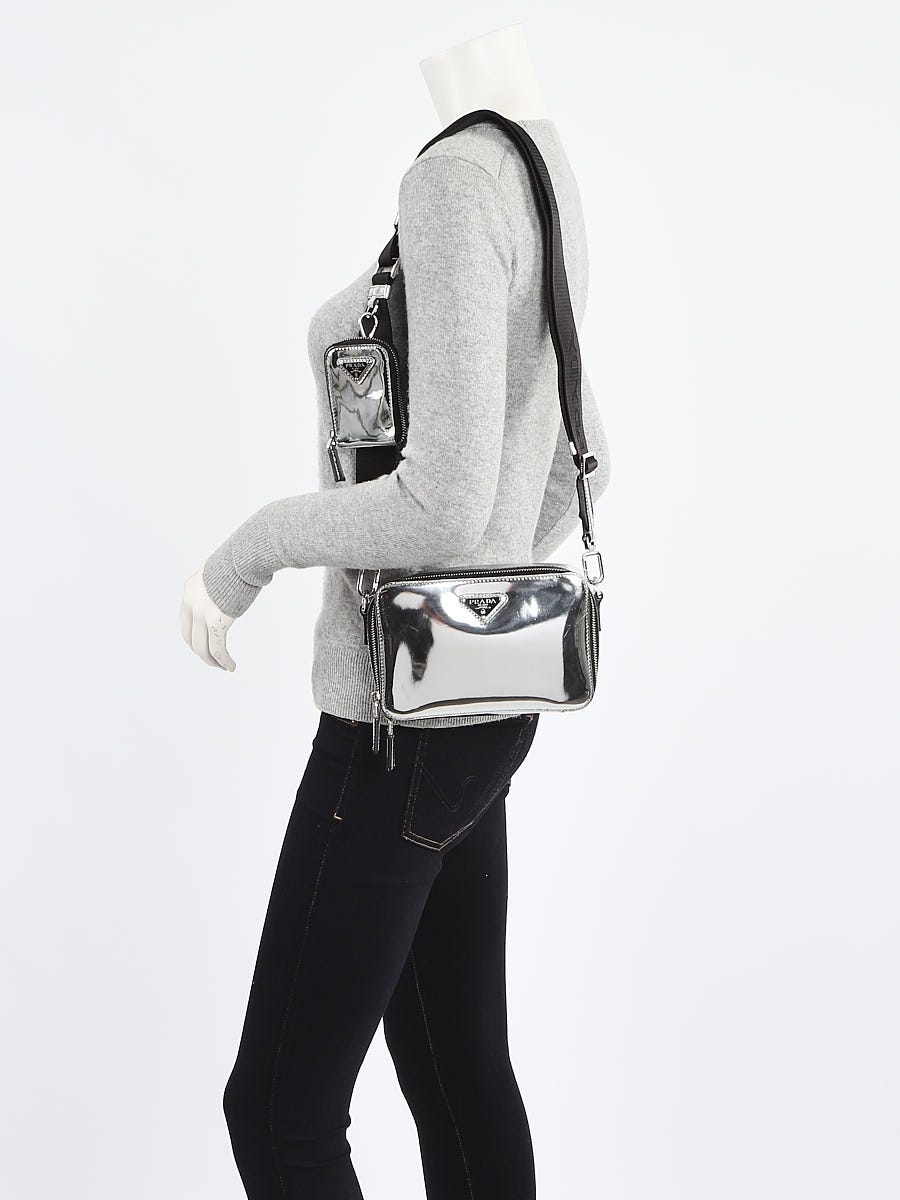 Prada - Silver Mirror Top Zip Shoulder Bag