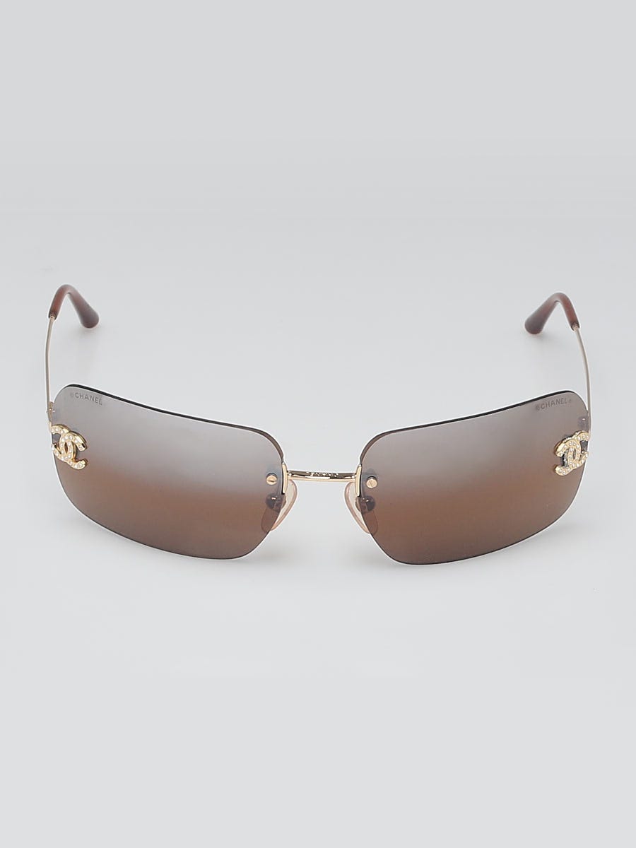 Chanel Brown Gradient Tint Crystal CC Sunglasses- 4017 - Yoogi's Closet
