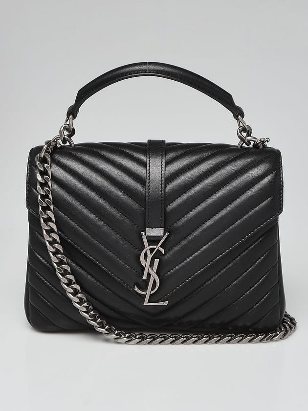 Yves Saint Laurent Black Quilted Leather Monogram Medium College Bag
