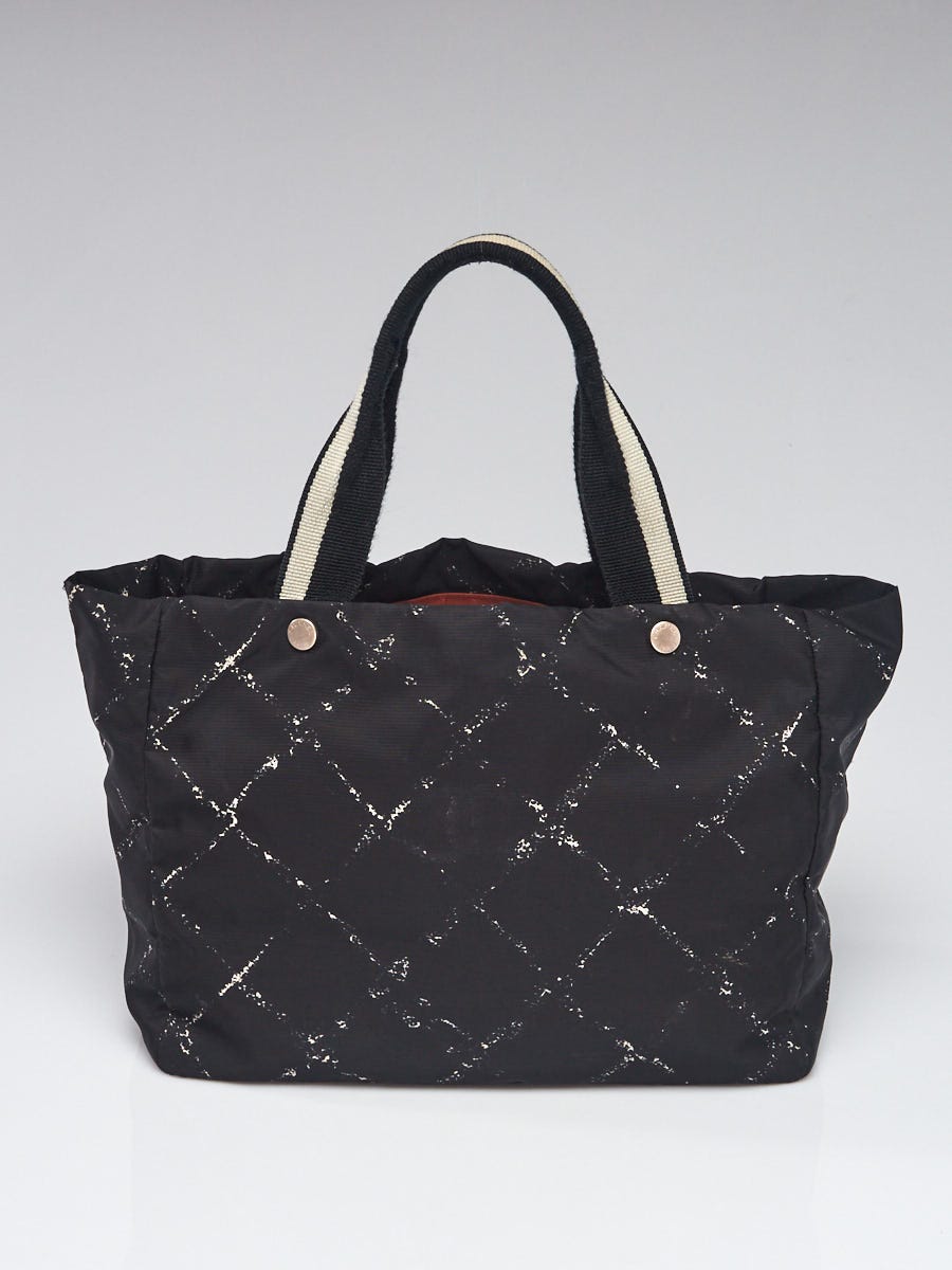 Chanel Black Nylon Quilted by The Sea Print Tote Bag