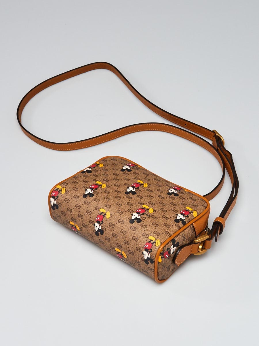 Gucci X Disney Brown GG Coated Canvas Mickey Mouse Mini Crossbody