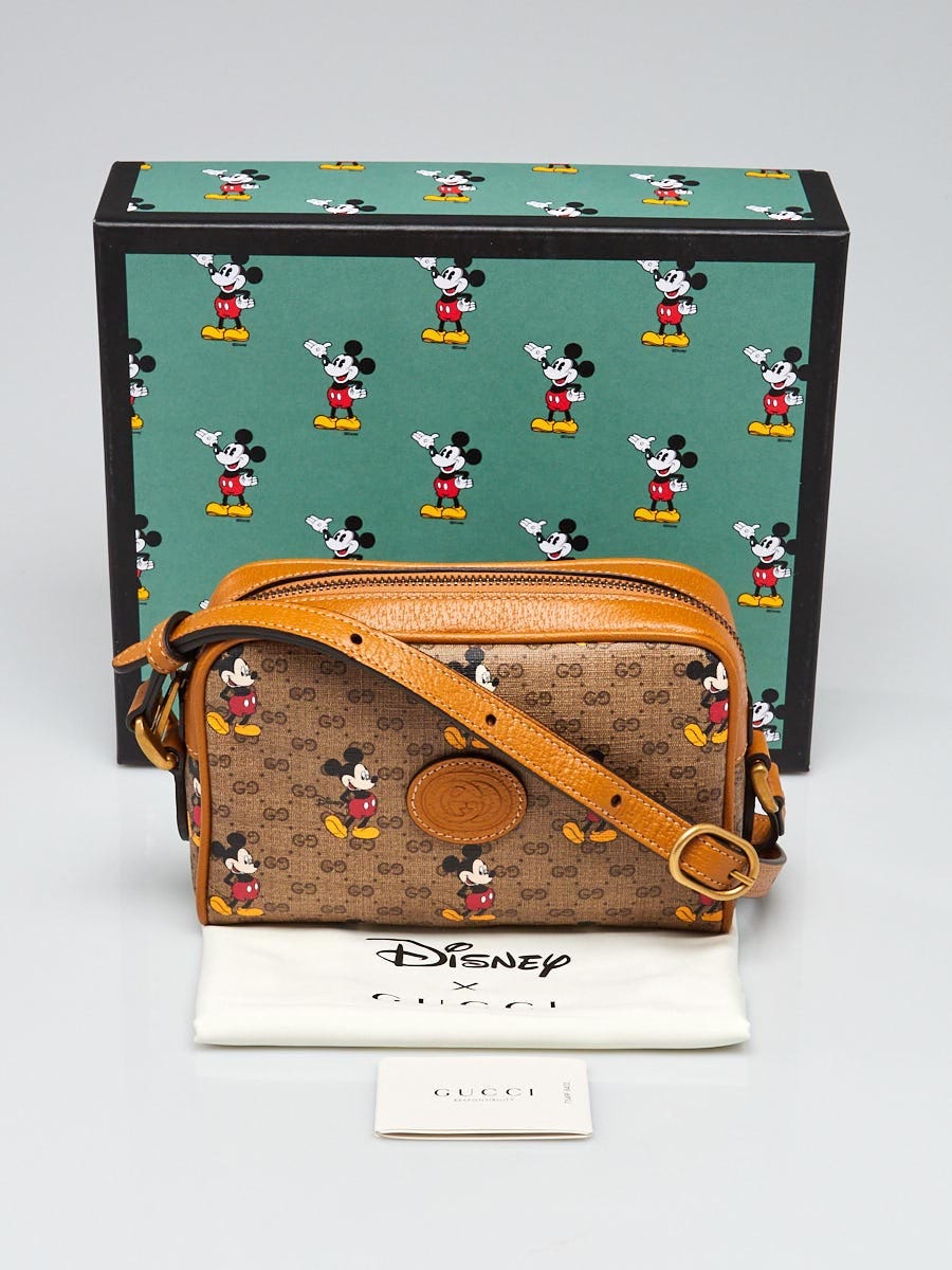 Gucci X Disney Brown GG Coated Canvas Mickey Mouse Mini Crossbody
