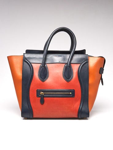 Celine Tri-Color Calfskin Leather Mini Luggage Tote Bag