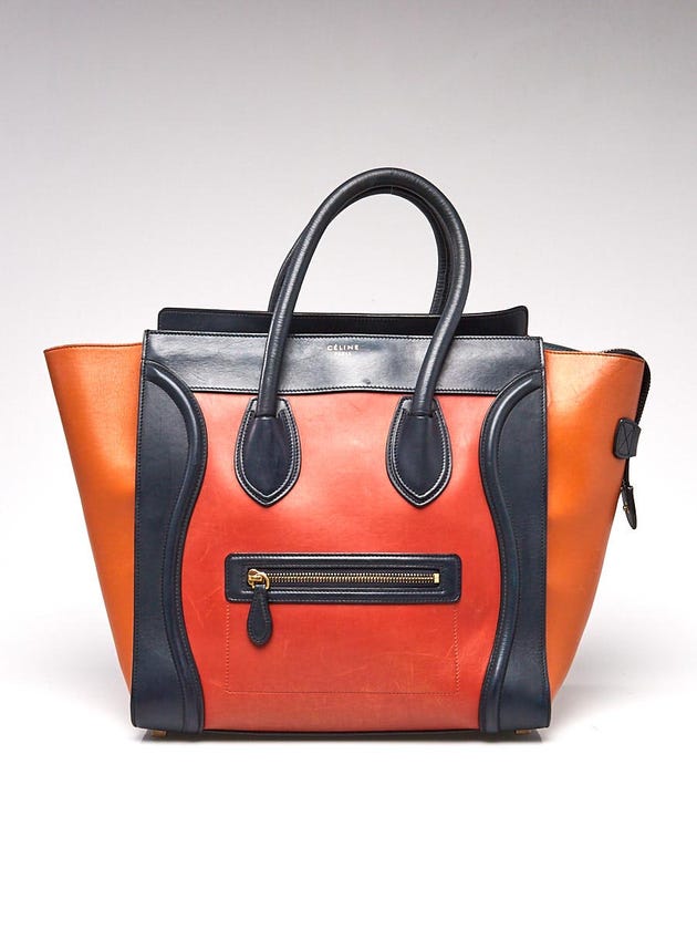 Celine Tri-Color Calfskin Leather Mini Luggage Tote Bag