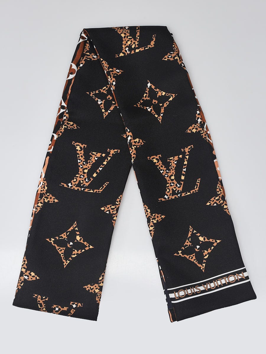 Louis Vuitton Bandeau Scarf Giant Monogram Jungle Leopard Silk 100