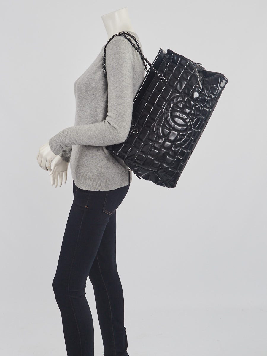 Chanel Black Quilted Vinyl Large Frozen Tote Bag