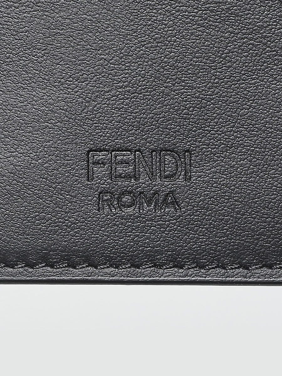 Fendi Black Leather Monster Eyes Zip Card Case Wallet 7M0270