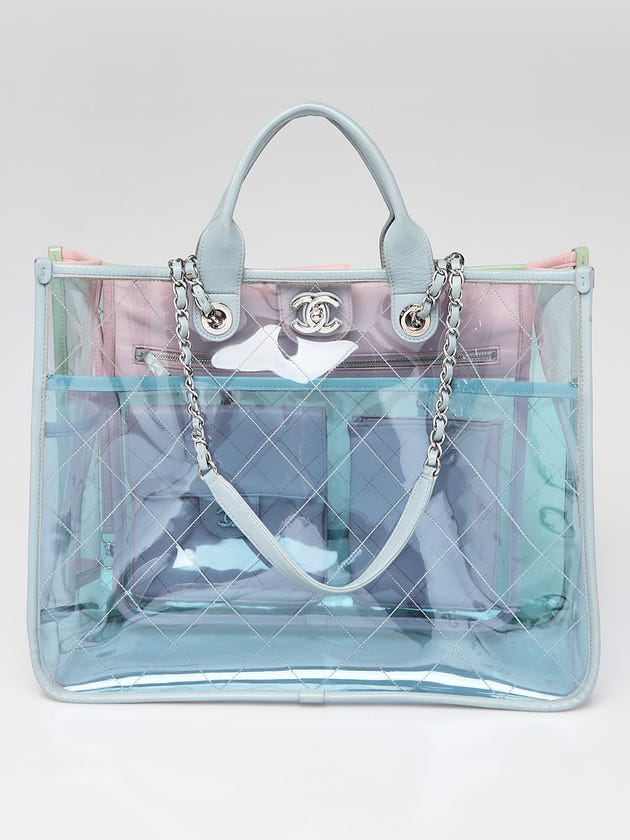 Chanel Multicolor Transparent Quilted PVC Coco Splash Medium Shopping Tote Bag