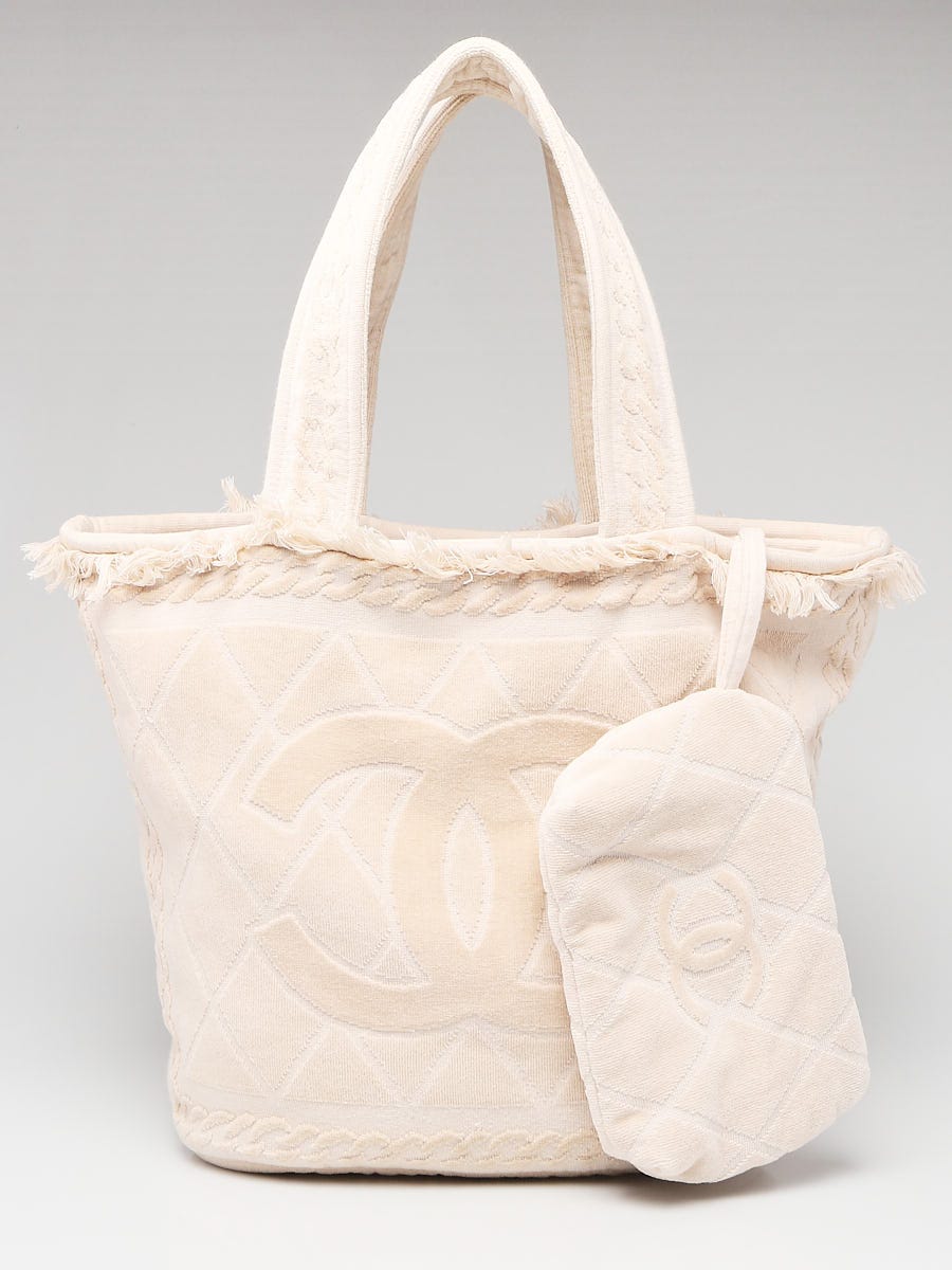 Chanel Light Pink Quilted Terry Cloth CC Large Tote Bag and Beach
