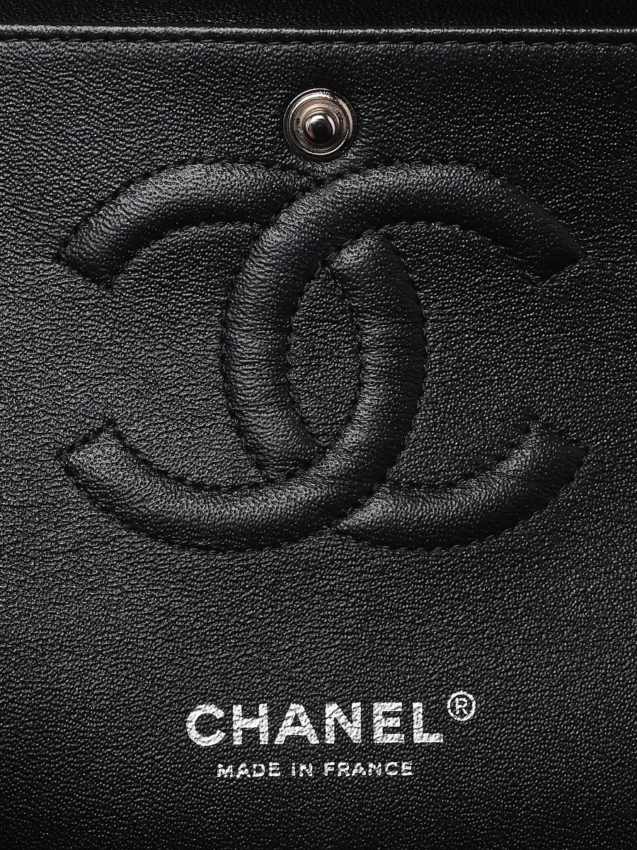 Chanel Black Chevron Quilted Lambskin Leather So Black Classic