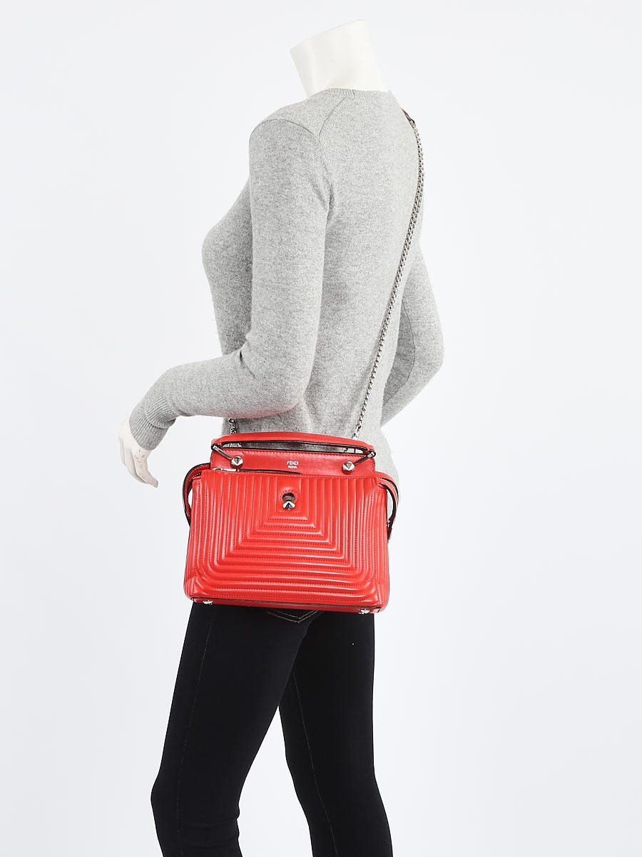 Fendi Red Quilted Lambskin Leather Dotcom Click Small