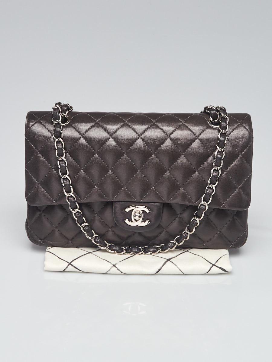 Chanel Grey Quilted Lambskin Leather Classic Medium Double Flap Bag -  Yoogi's Closet