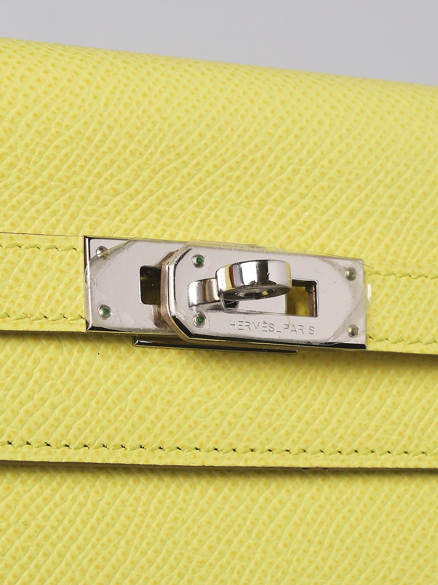 Hermès Jaune Poussin Epsom Kelly Wallet PM Palladium Hardware