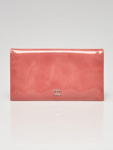 Chanel Pink Patent Leather CC L Yen Wallet