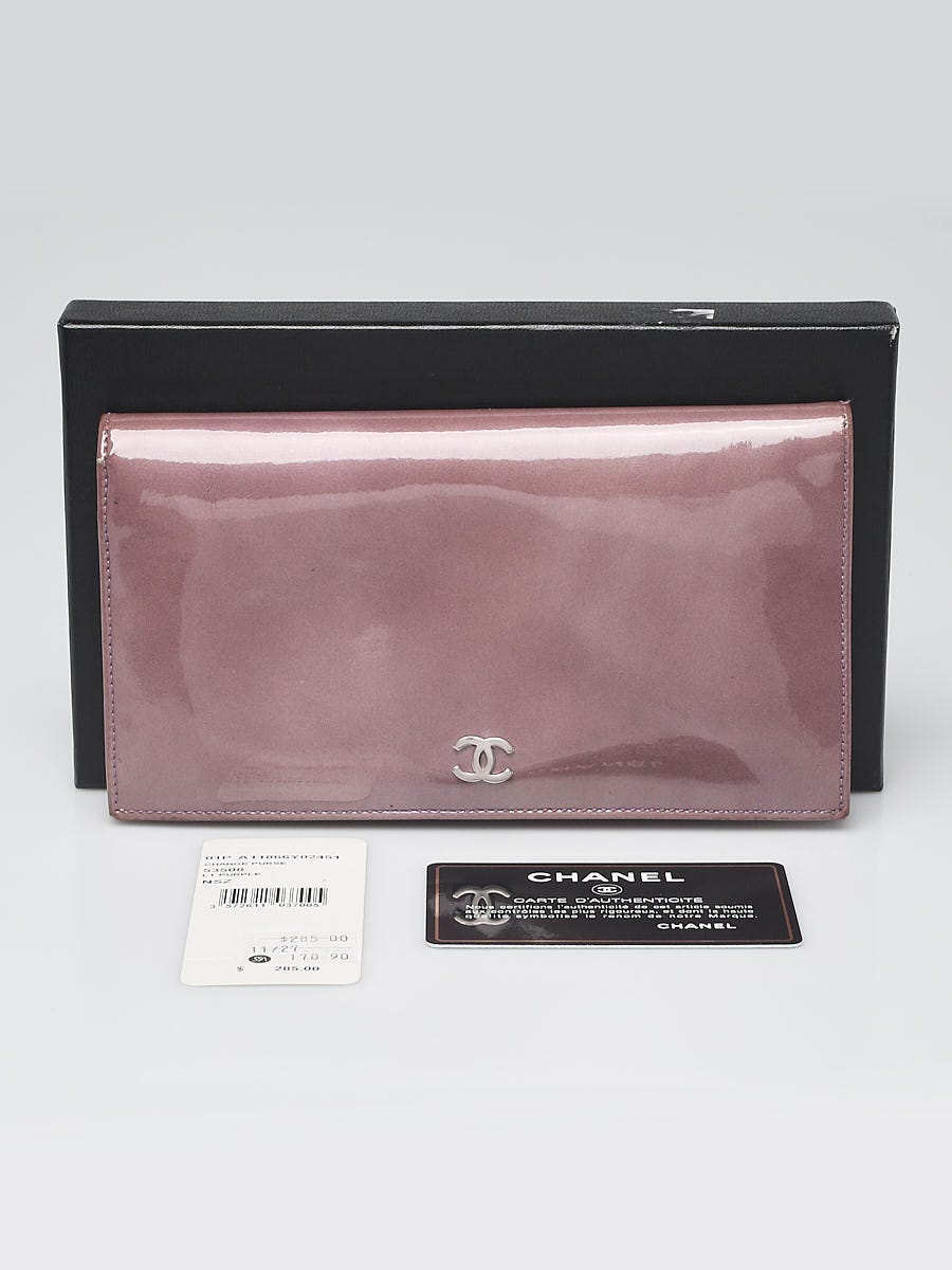 Chanel Light Purple Patent Leather CC L Yen Wallet
