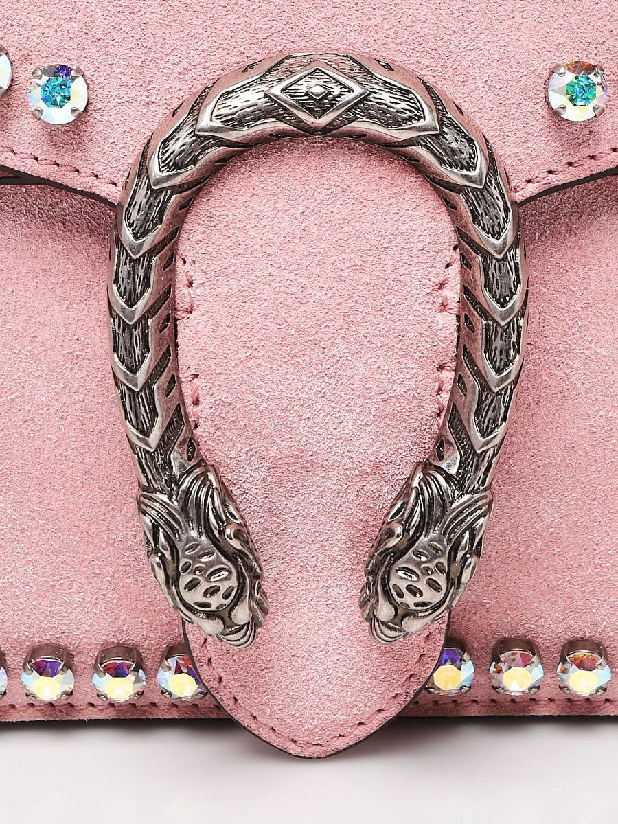 Gucci Dionysus Shoulder Bag Crystals Medium Pink Peony in Suede