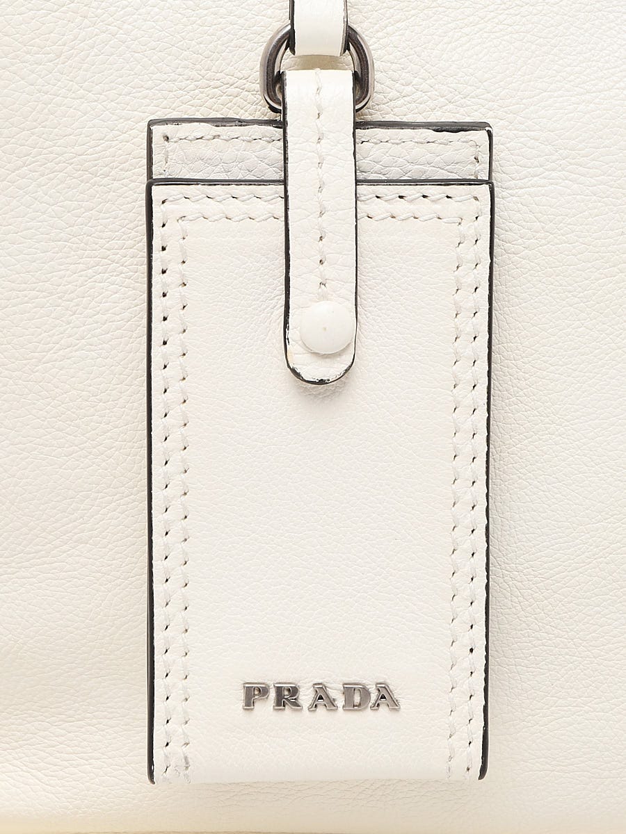 Prada White Glace Calf Leather Etiquette Tote Bag 1BG122 | Yoogi's