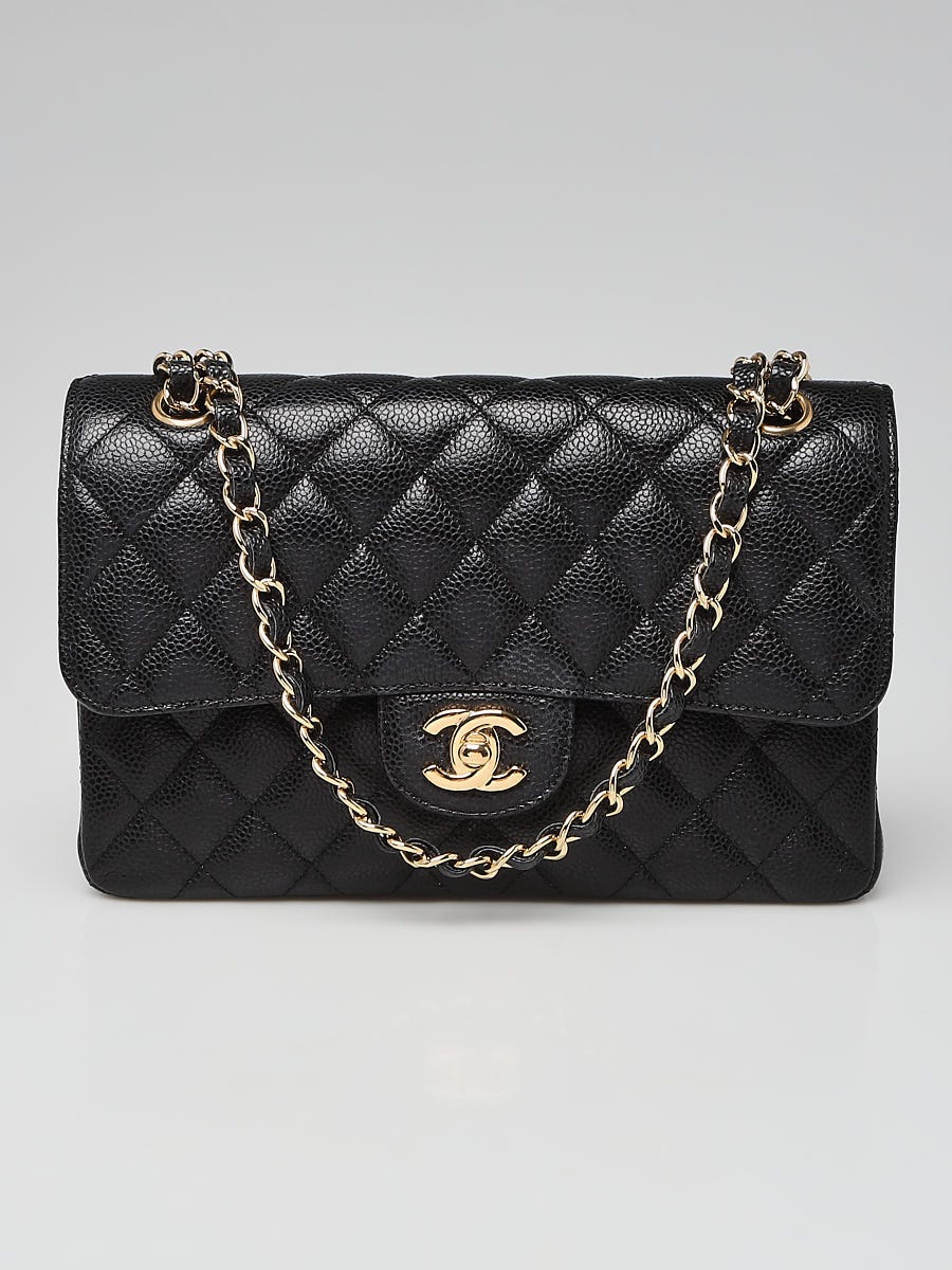 Chanel Black Quilted Caviar Leather Classic Small Double Flap Bag