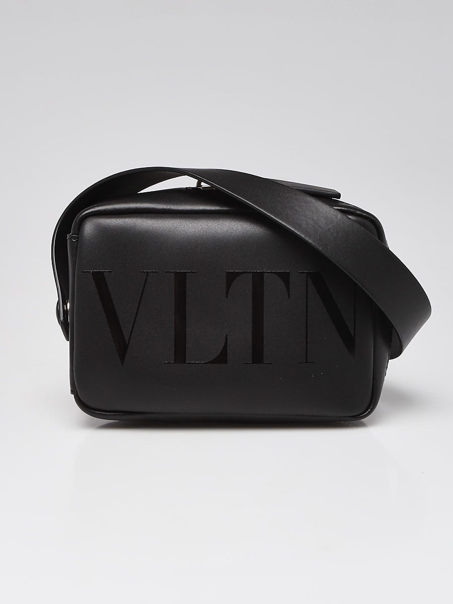Small Vltn Leather Crossbody Bag for Man in Black