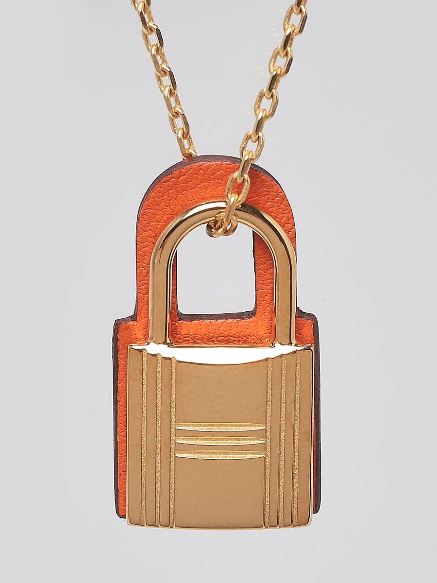 Hermes cadena type pendant necklace O'Kelly PM camel brown x rose gold
