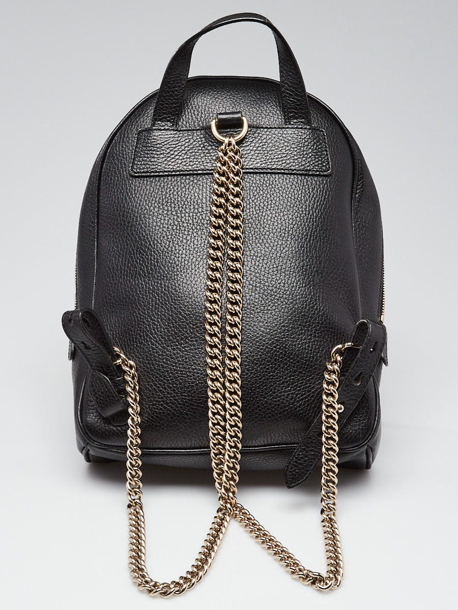 Black Leather Soho Chain Backpack