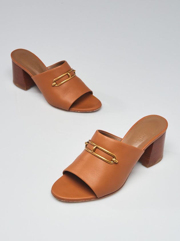 Hermes Beige Dore Calfskin Leather Camilla 60 Sandals Size 7.5/38