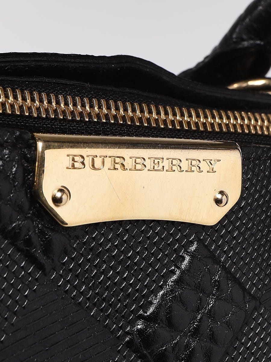 Burberry Dewsbury Medium Grain Check Embossed Tote Bag Black