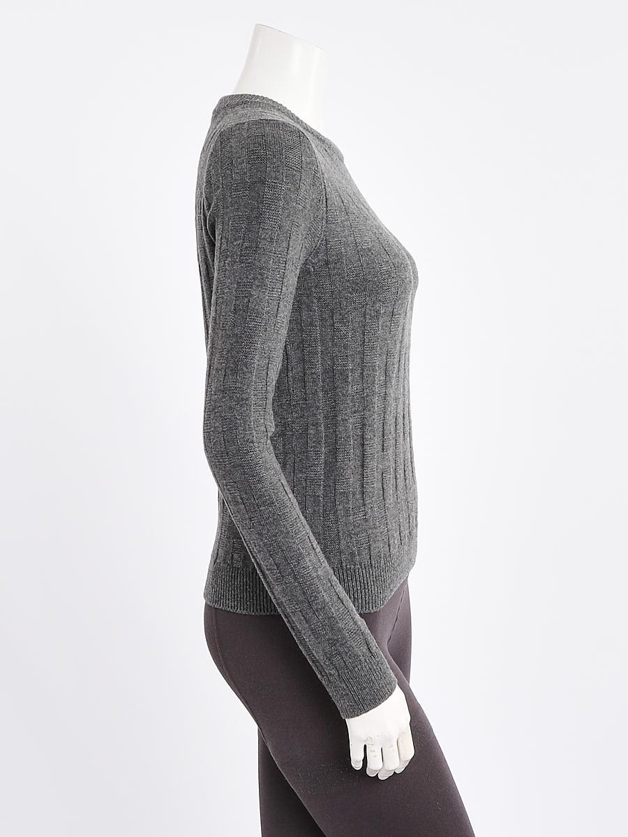 Louis Vuitton Grey Ribbed Wool Long-Sleeve Sweater Dress Size XS
