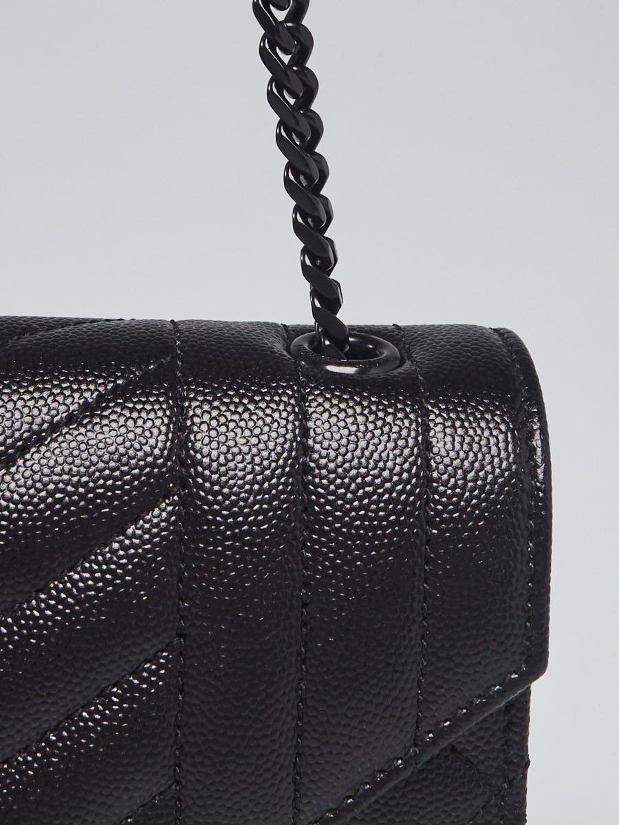 お歳暮ならオンライン Yves Saint Leather Grained TriQuilted Chevron Black Laurent トップス