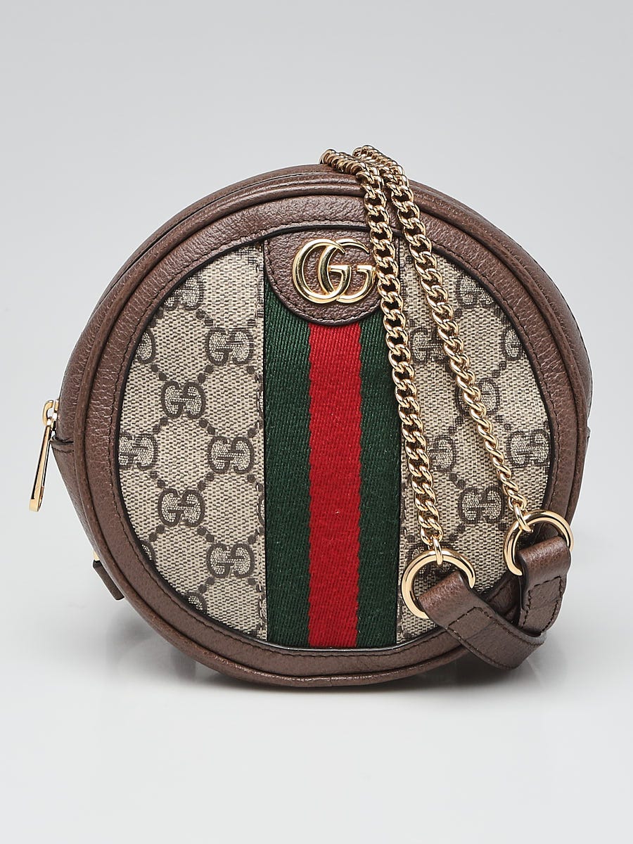 Gucci Beige/Ebony GG Canvas Ophidia Round Mini Backpack Bag - Yoogi's Closet